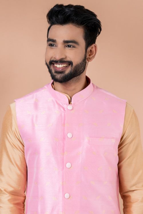 Picture of Bewitching Silk Pink Kurta Pajama With Jacket