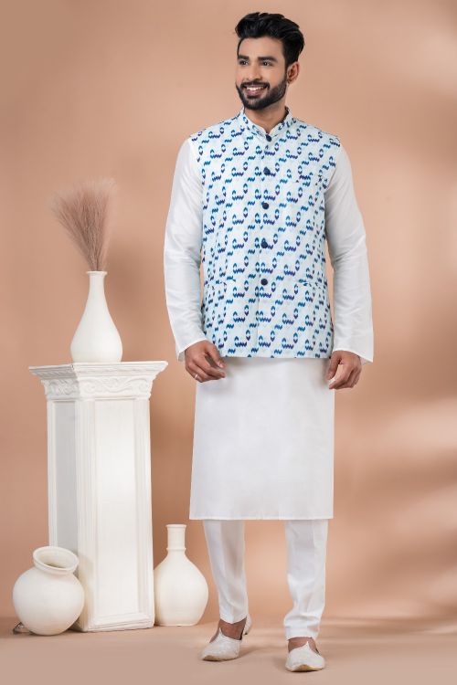 Picture of Grand Cotton Multi Kurta Pajama With Jacket