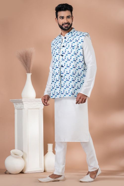 Picture of Grand Cotton Multi Kurta Pajama With Jacket