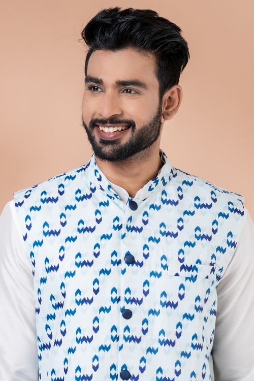 Picture of Grand Cotton Multi Kurta Pajama With Jacket