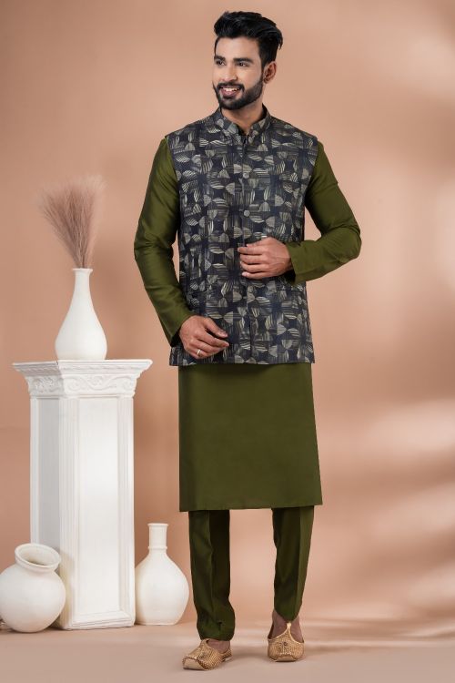 Picture of Classy Cotton Multi Kurta Pajama With Jacket