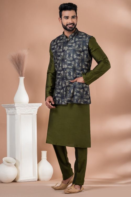 Picture of Classy Cotton Multi Kurta Pajama With Jacket