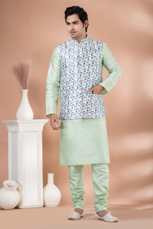 Picture of Graceful Silk Multi Kurta Pajama With Jacket