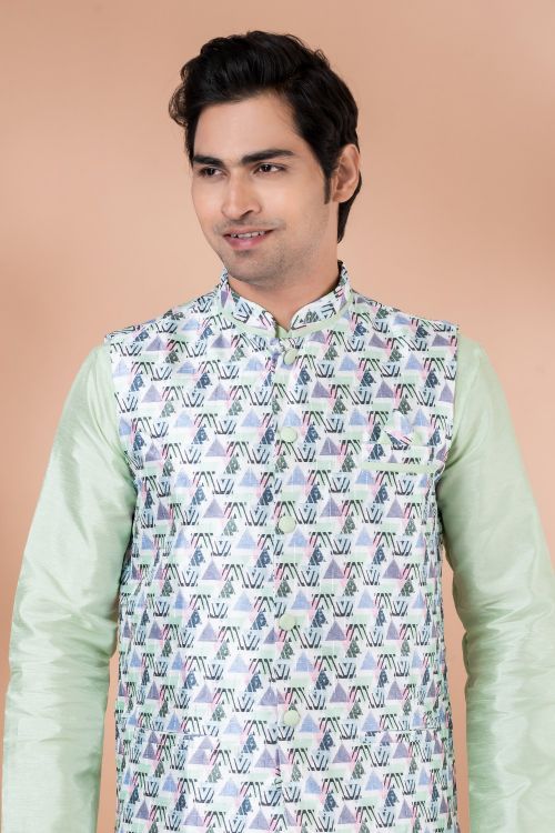 Picture of Graceful Silk Multi Kurta Pajama With Jacket