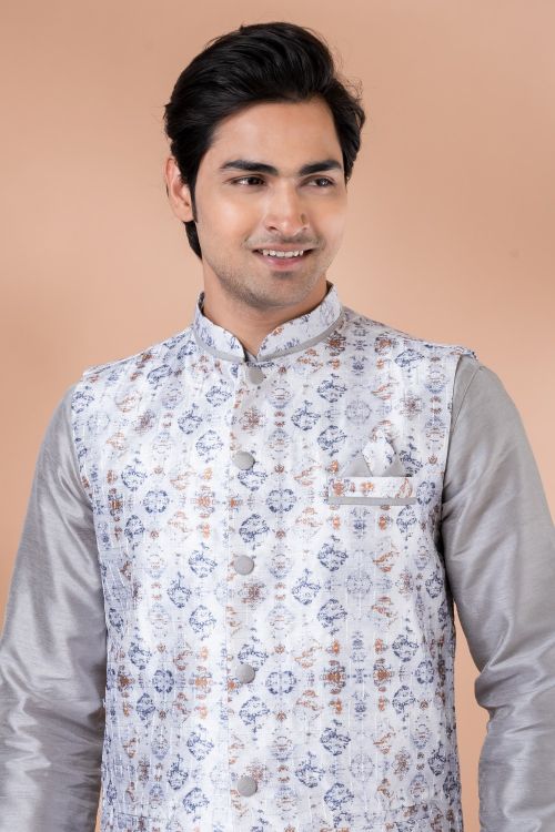 Picture of Resplendent Silk Multi Kurta Pajama With Jacket