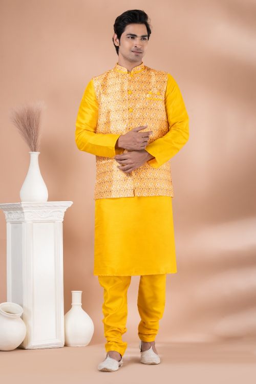 Picture of Sightly Silk Multi Kurta Pajama With Jacket