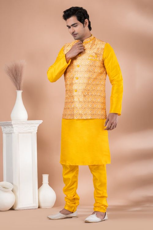 Picture of Sightly Silk Multi Kurta Pajama With Jacket