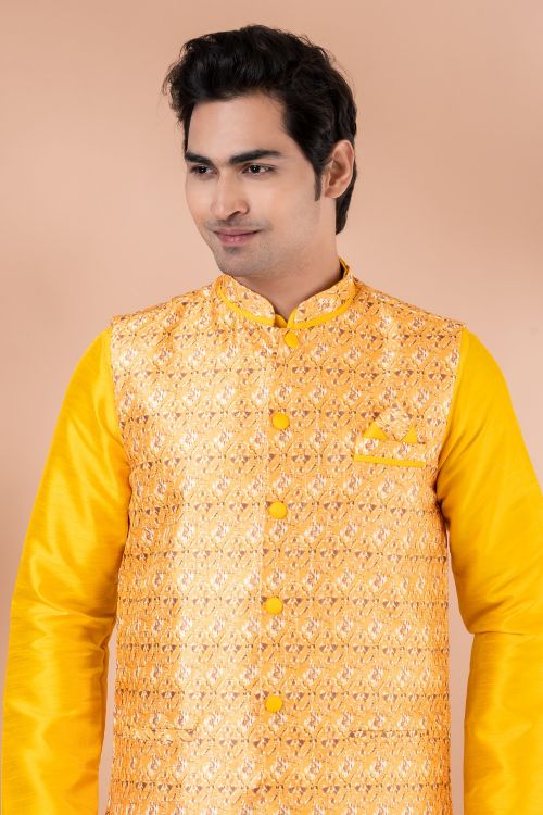 Picture of Sightly Silk Multi Kurta Pajama With Jacket