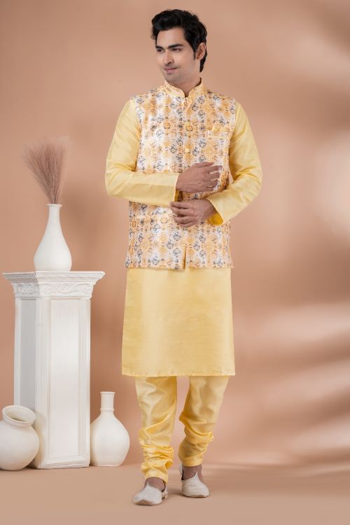 Picture of Gorgeous Silk Multi Kurta Pajama With Jacket