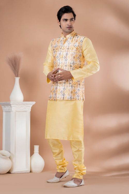 Picture of Gorgeous Silk Multi Kurta Pajama With Jacket