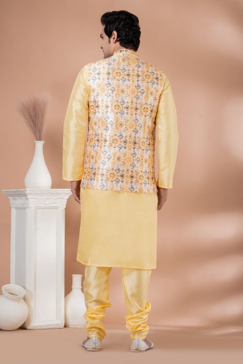 Picture of Gorgeous Silk Multi Kurta Pajama With Jacket