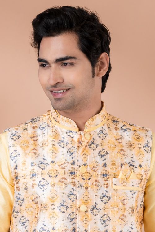 Picture of Gorgeous Silk Multi Kurta Pajama With Jacket