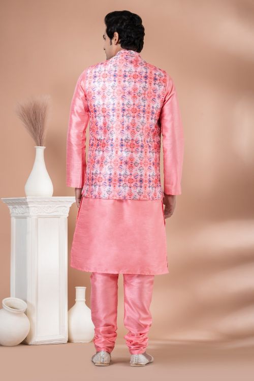 Picture of Appealing Silk Multi Kurta Pajama With Jacket