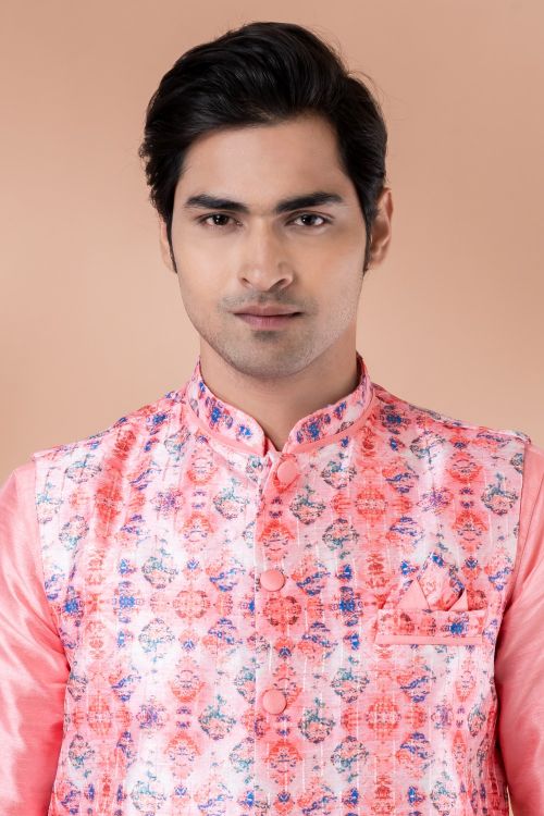 Picture of Appealing Silk Multi Kurta Pajama With Jacket