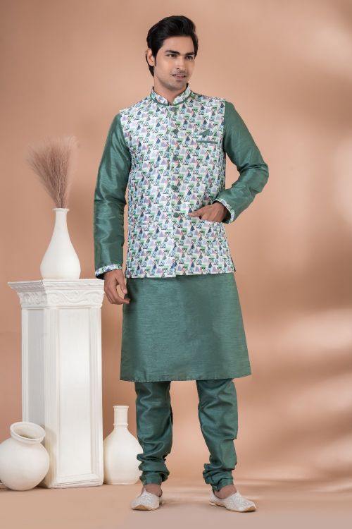 Picture of Charming Silk Multi Kurta Pajama With Jacket