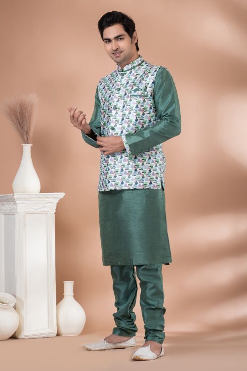 Picture of Charming Silk Multi Kurta Pajama With Jacket