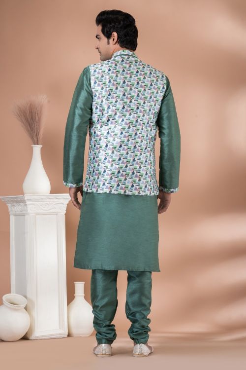 Picture of Charming Silk Multi Kurta Pajama With Jacket