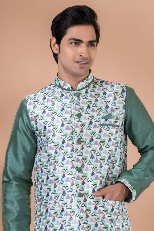 Picture of Charming Silk Multi Kurta Pajama With Jacket