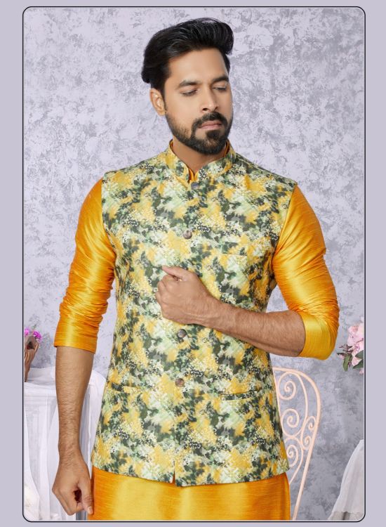 Picture of Delightful Digital Print Cotton Multi Readymade Nehru Jacket