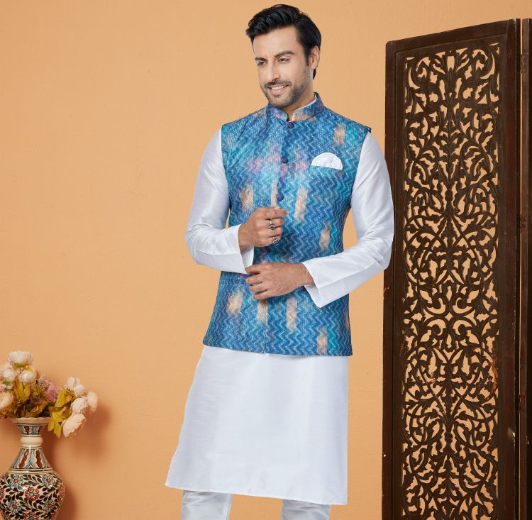 Picture of Excellent Mono Polyester Multi Readymade Nehru Jacket