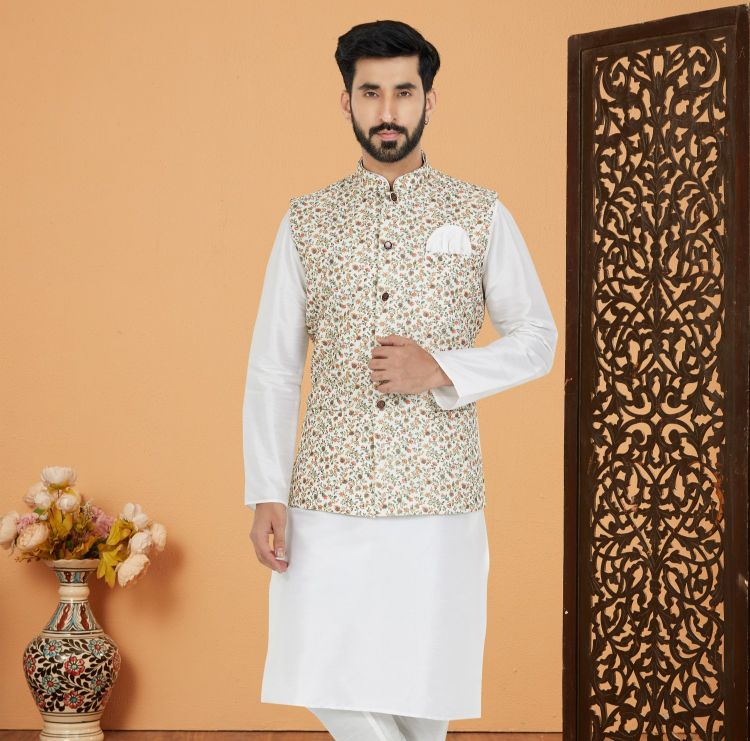 Picture of Classy Mono Polyester Multi Readymade Nehru Jacket