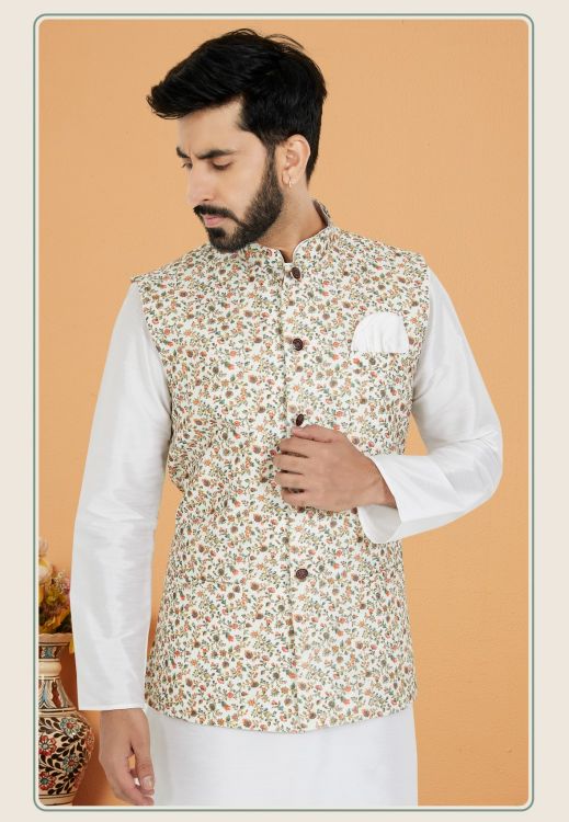 Picture of Classy Mono Polyester Multi Readymade Nehru Jacket