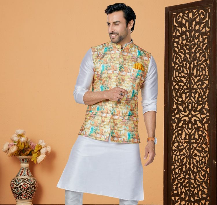 Picture of Nice Mono Polyester Multi Readymade Nehru Jacket