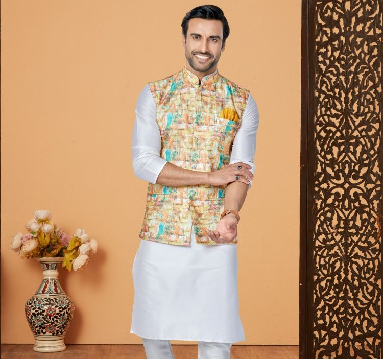 Picture of Nice Mono Polyester Multi Readymade Nehru Jacket