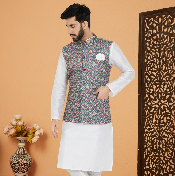 Picture of Pleasing Mono Polyester Multi Readymade Nehru Jacket