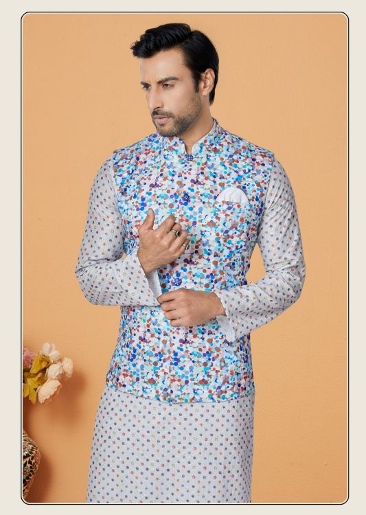 Picture of Nice Mono Polyester Multi Readymade Nehru Jacket