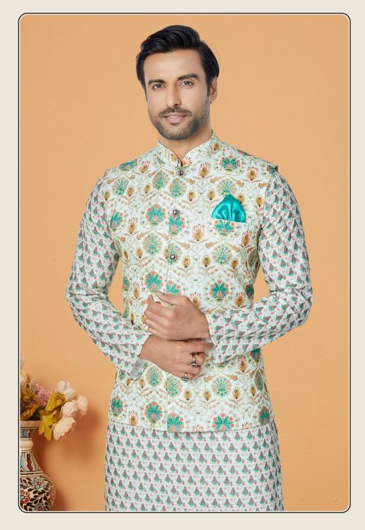 Picture of Comely Mono Polyester Multi Readymade Nehru Jacket