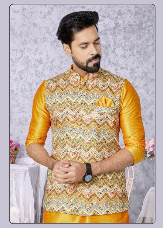 Picture of Excellent Mono Polyester Multi Readymade Nehru Jacket