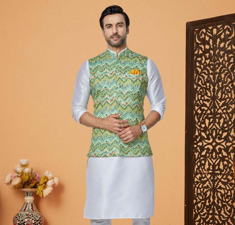 Picture of Taking Mono Polyester Readymade Multi Readymade Nehru Jacket