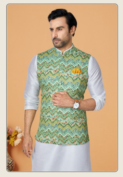 Picture of Taking Mono Polyester Readymade Multi Readymade Nehru Jacket