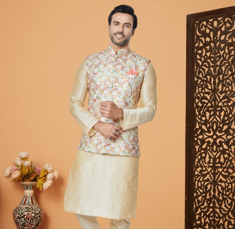 Picture of Excellent Mono Polyester Multi Readymade Nehru Jacket