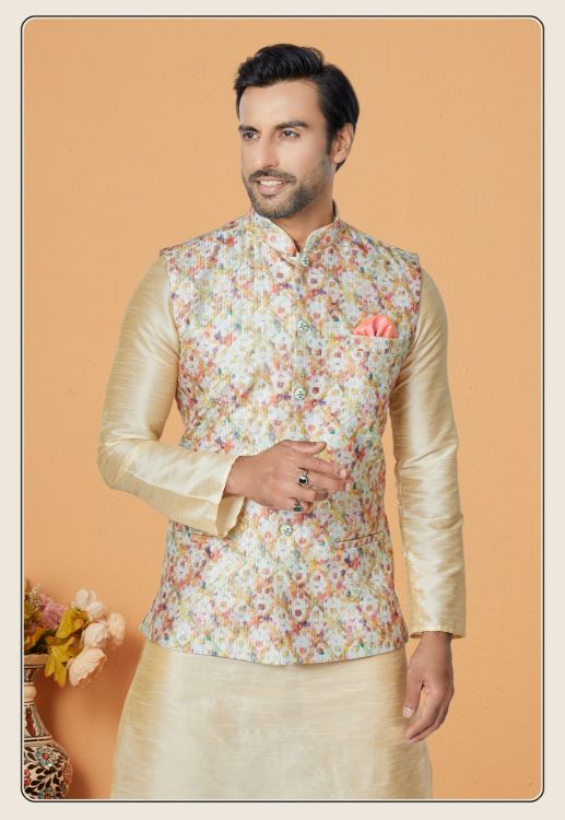 Picture of Excellent Mono Polyester Multi Readymade Nehru Jacket