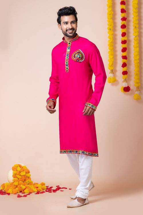 Picture of Classy Rayon Pink Navratri Readymade Kurta Pajama