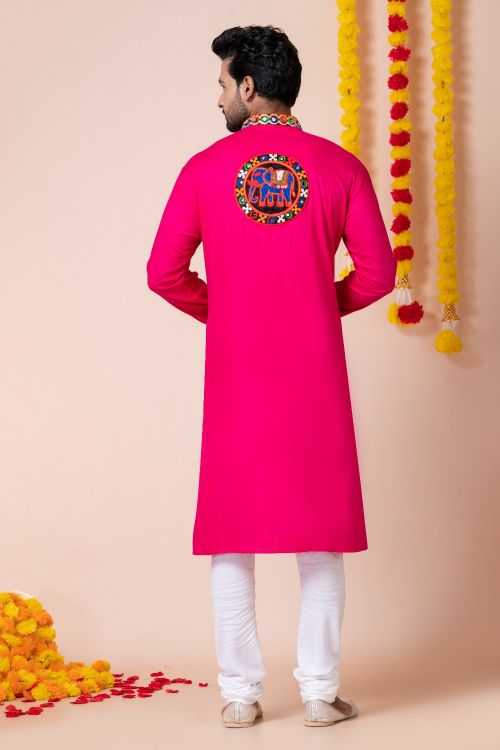 Picture of Classy Rayon Pink Navratri Readymade Kurta Pajama