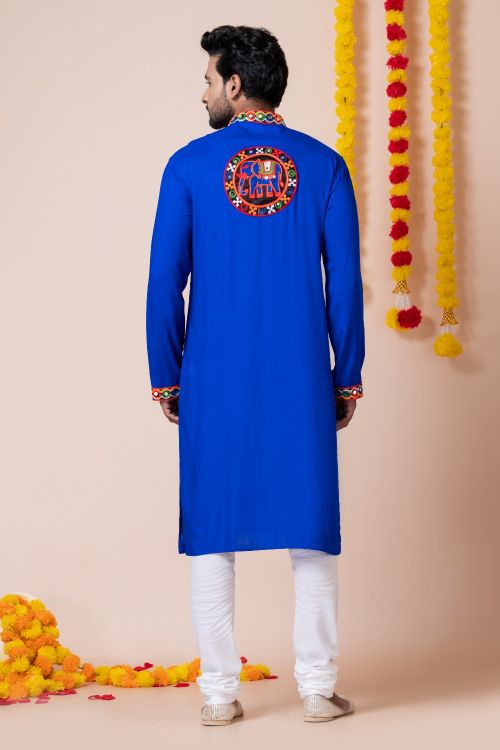 Picture of Sublime Rayon Blue Navratri Readymade Kurta Pajama