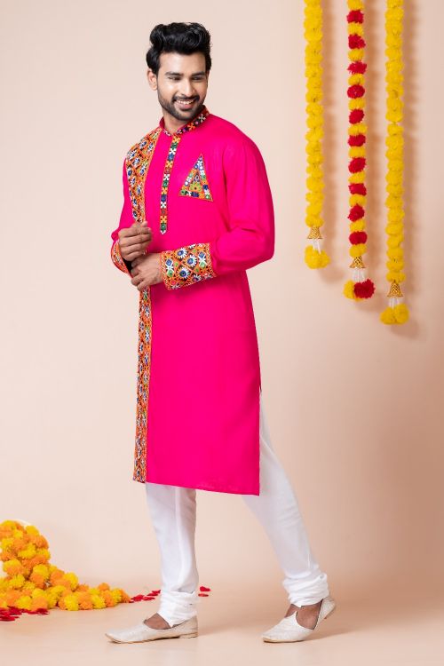 Picture of Wonderful Rayon Pink Navratri Readymade Kurta Pajama