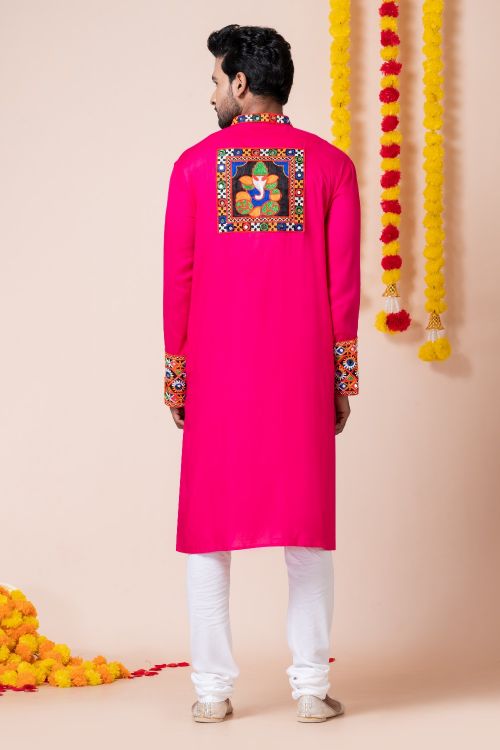 Picture of Wonderful Rayon Pink Navratri Readymade Kurta Pajama