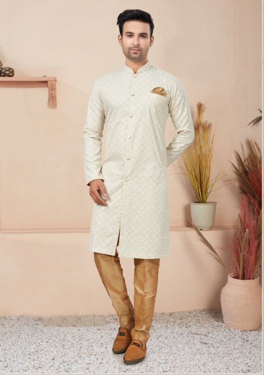 Picture of Bewitching Cotton Printed Off White Readymade Indo Western
