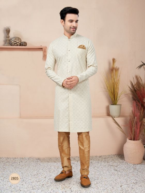 Picture of Bewitching Cotton Printed Off White Readymade Indo Western