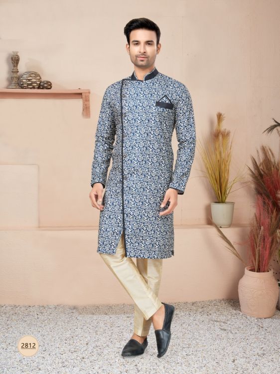 Picture of Ravishing Chicken With Digital Print Blue Readymade Indo Western