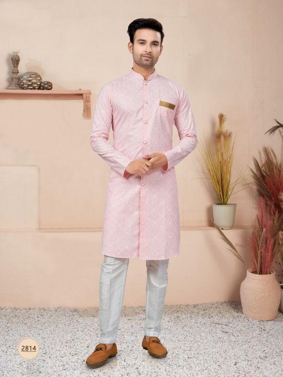 Picture of Sightly Cotton Printed Light Pink Readymade Indo Western