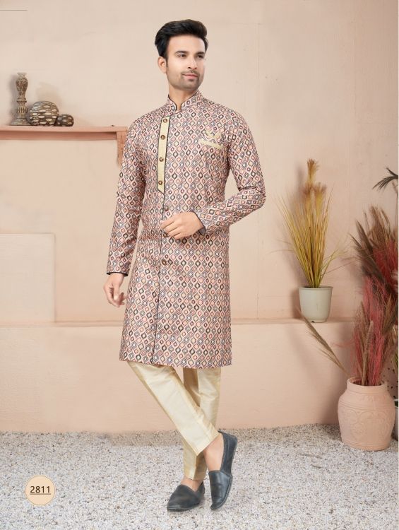 Picture of Good Looking Chicken With Digital Print Multi Readymade Indo Western