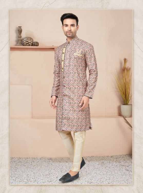 Picture of Good Looking Chicken With Digital Print Multi Readymade Indo Western