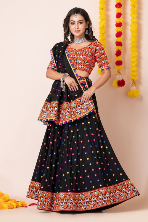 Picture of Navratri Heavy Rayon Black Lehenga Choli