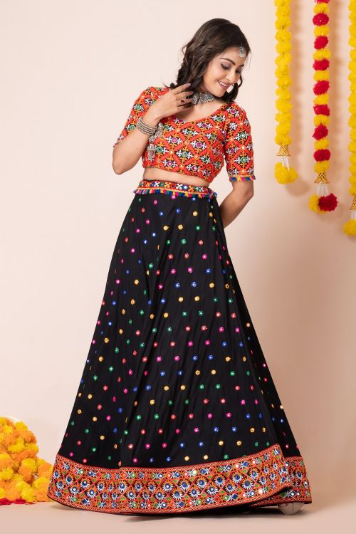Picture of Navratri Heavy Rayon Black Lehenga Choli