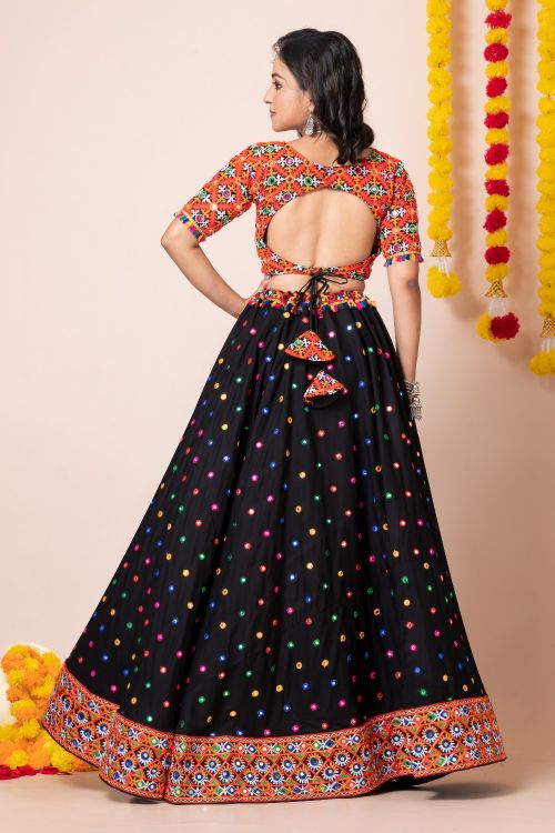 Picture of Navratri Heavy Rayon Black Lehenga Choli